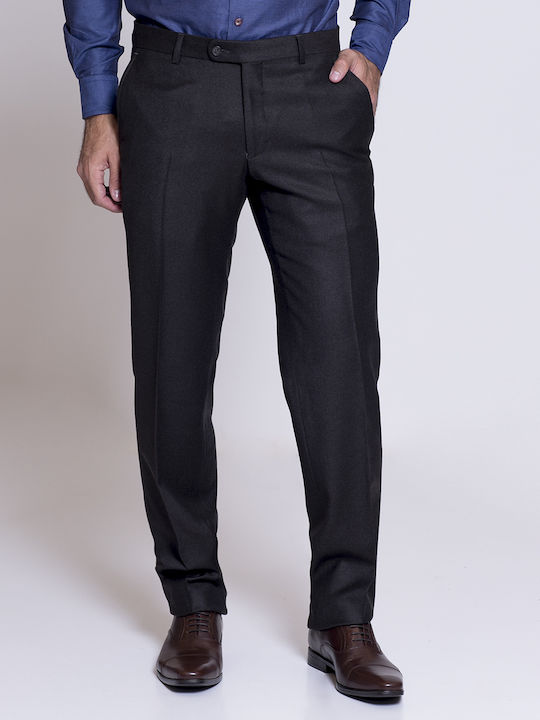 Trousers Super 100's modern fit Don Hering Dark Brown FLANNEL MONOCHROME ALL DAY, BUSINESS