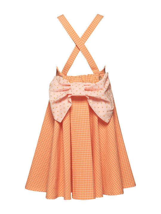 Two In A Castle Kids Dress Checked Sleeveless Coral