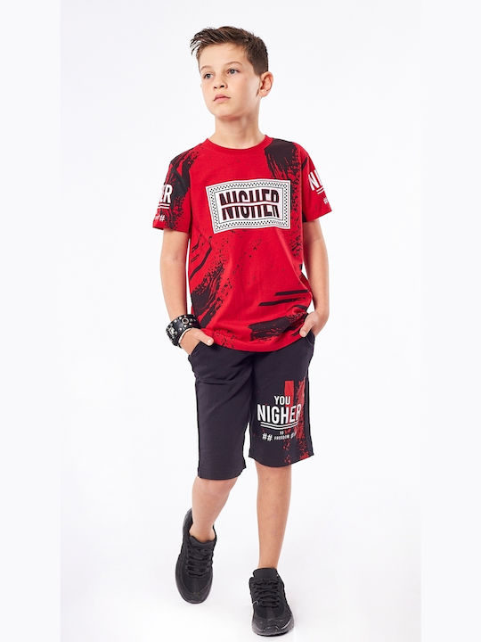 Hashtag Kinder Set mit Shorts Sommer 2Stück Rot