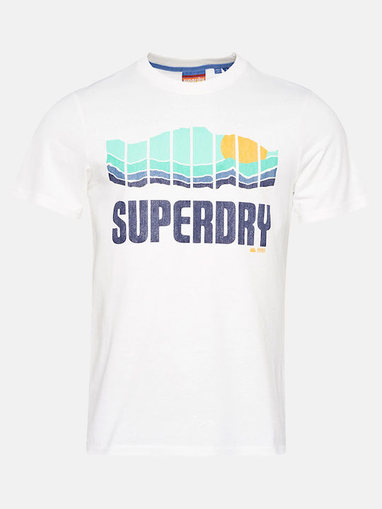 Superdry Vintage Great Outdoors T-shirt Bărbătesc cu Mânecă Scurtă Natural White Marl