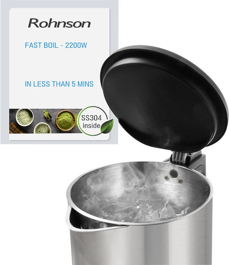Rohnson Βραστήρας 1.5lt 2200W Ασημί