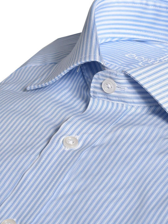 Striped slim fit shirt Don Hering Sky Blue Striped COTTON REX COLLAR STRIPED ALL DAY, BUSINESS