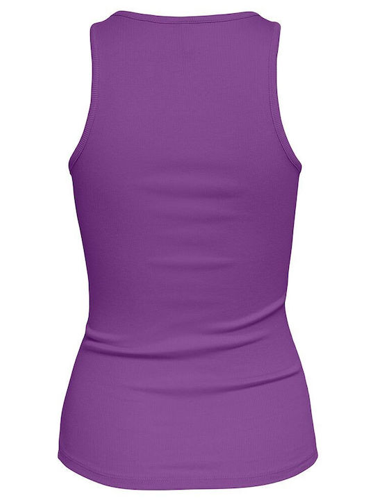 Only Damen Sommerliche Bluse Baumwoll Ärmellos Royal Lilac