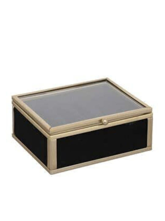 Casetă Pentru Bijuterii Din Sticlă Neagră 10x9x4cm Casetă Pentru Bijuterii Din Sticlă Neagră 10x9x4cm