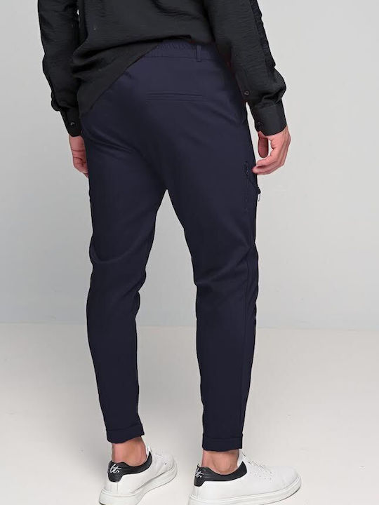 0398 Trousers Chino Elastic in Regular Fit Navy Blue