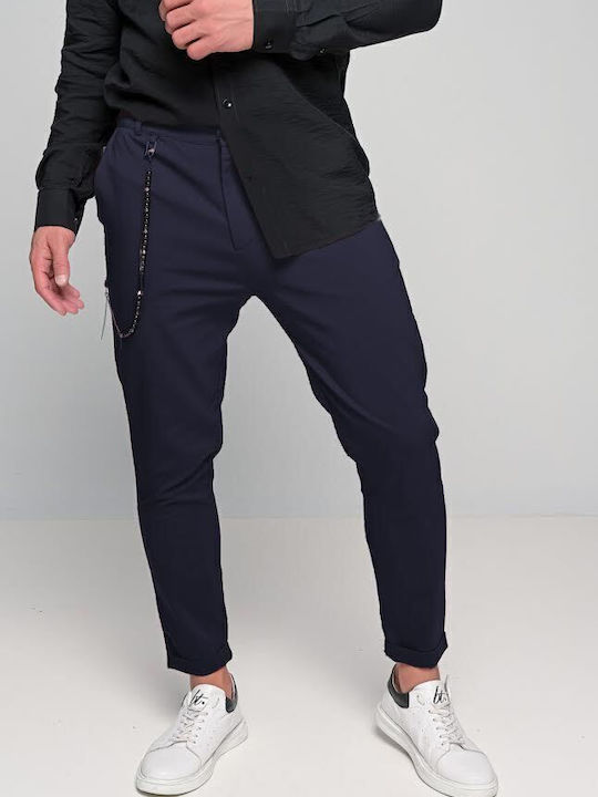 0398 Trousers Chino Elastic in Regular Fit Navy Blue