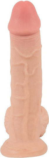Nature Skin Movable Skin Glass Dildo with Balls and Suction Cup Flesh 19cm