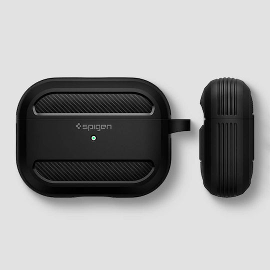 Spigen Rugged Armor Silicone Case with Keychain Black for Apple AirPods Pro