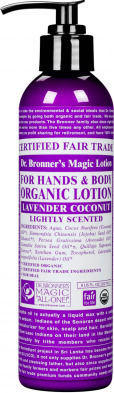 Dr Bronner's Lavender & Coconut Body Lotion Feuchtigkeitsspendende Lotion Körper mit Duft Lavendel 237ml