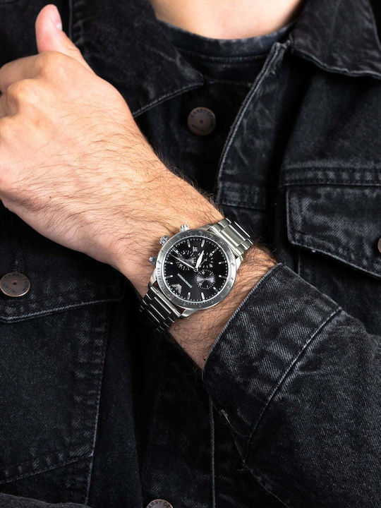 Emporio Armani Men's Watch 43mm Chronograph Battery with Silver Metal Bracelet