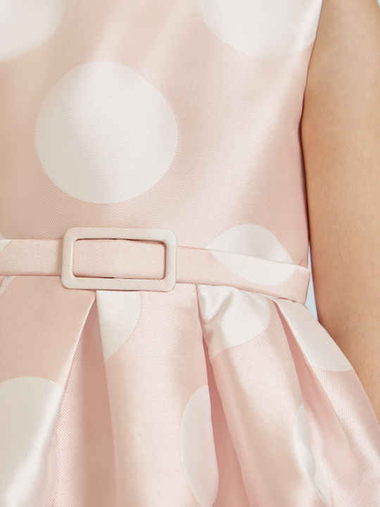 Kinderkleid Ärmellos Polka Dot Rosa