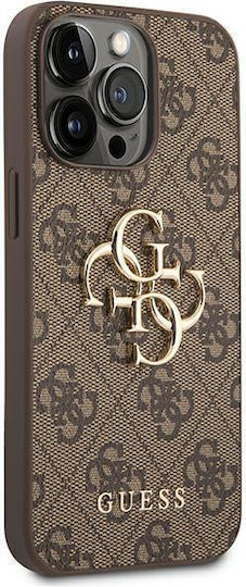 Guess Metal Logo Umschlag Rückseite Kunststoff Braun (iPhone 14 Pro Max)