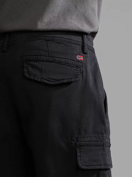 Yasuni Trousers Cargo Elastic in Regular Fit Black
