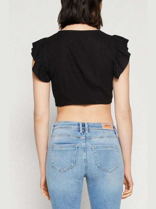 Vero Moda Γυναικείο Crop Top Αμάνικο Καλοκαιρινό Μαύρο