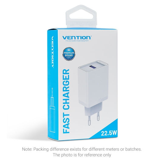 Vention Φορτιστής Χωρίς Καλώδιο με Θύρα USB-A 22.5W Quick Charge 3.0 Λευκός (FACW0-EU)