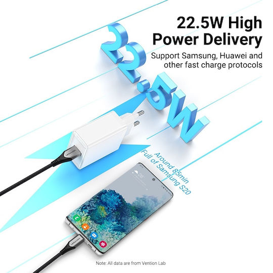 Vention Φορτιστής Χωρίς Καλώδιο με Θύρα USB-A 22.5W Quick Charge 3.0 Λευκός (FACW0-EU)