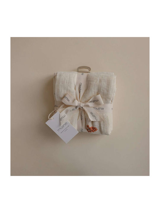 Mushie Muslin Swaddle Wraps Ecru 58.42x59.69cm. 3pcs