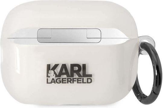 Karl Lagerfeld Karl Head 3D Silicone Case with Keychain Transparent for Apple AirPods Pro