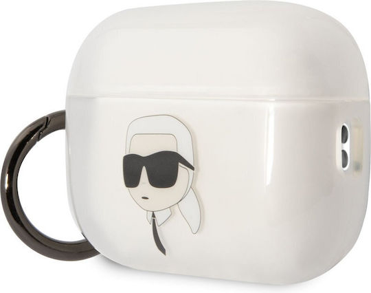 Karl Lagerfeld Karl Head 3D Silicone Case with Keychain Transparent for Apple AirPods Pro