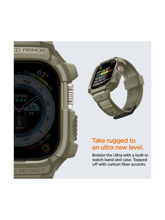 Spigen Rugged Armor Pro Silicone Case in Khaki color for Apple Watch Ultra 49mm