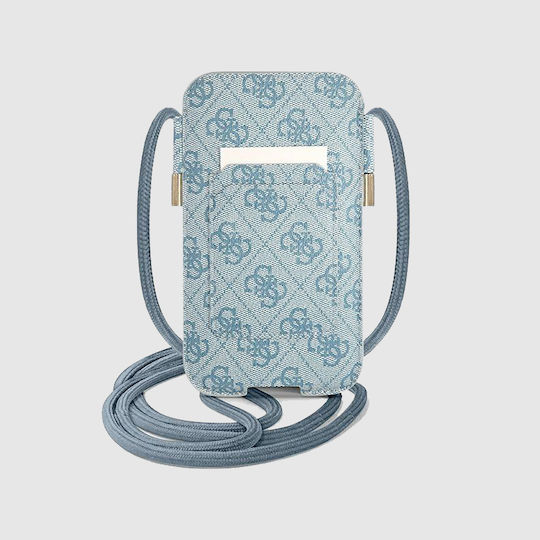 Guess Big Metal Logo Pouch Up To 6.7 Inches Blue
