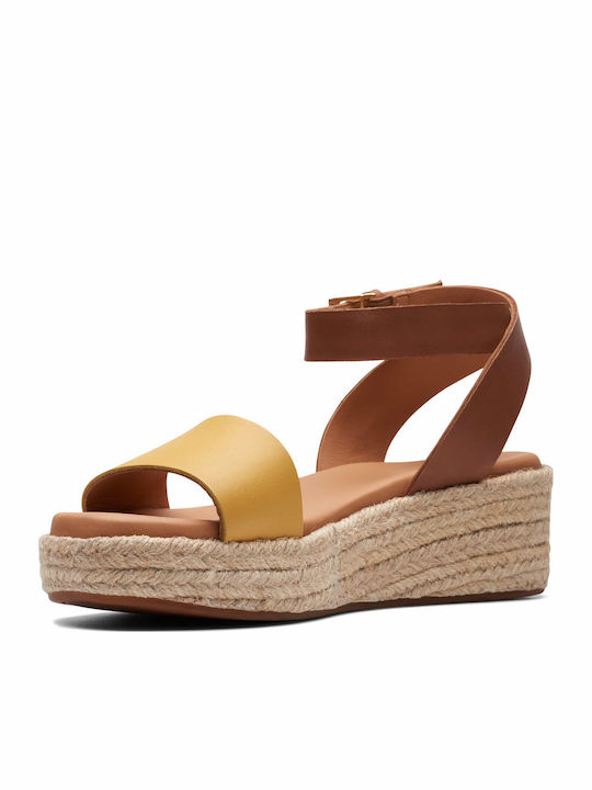 Kimmei Ivy Women's Leather Ankle Strap Platforms Dark Tan