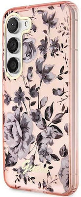 Guess Flower Collection Umschlag Rückseite Kunststoff Pink / Pink (Galaxy S23) GUHCS23SHCFWSP