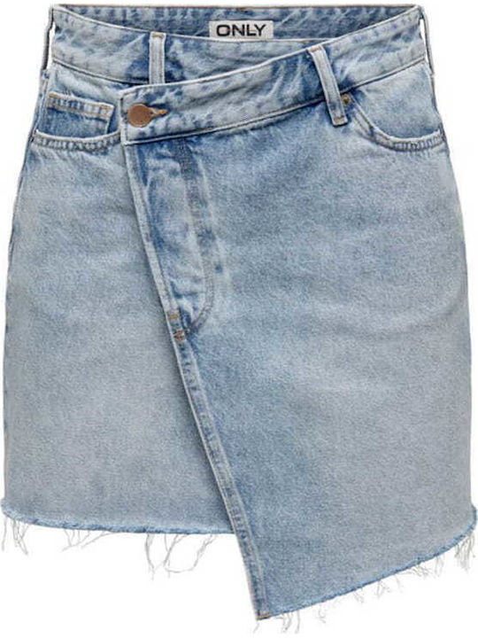 Denim Cu talie înaltă Mini Fustă Light Blue Denim