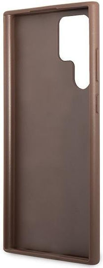 Guess 4G Metal Logo Umschlag Rückseite Kunststoff Braun (Galaxy S23 Ultra)