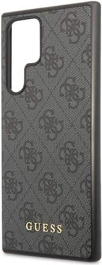 Guess 4G Metal Logo Umschlag Rückseite Synthetisches Leder / Kunststoff Gray (Galaxy S23 Ultra)