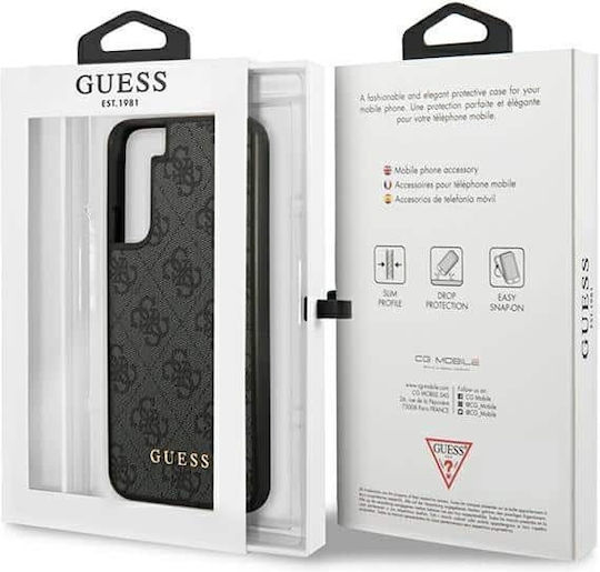 Guess 4G Metal Logo Back Cover Synthetic Leather / Plastic Gray (Galaxy S23)