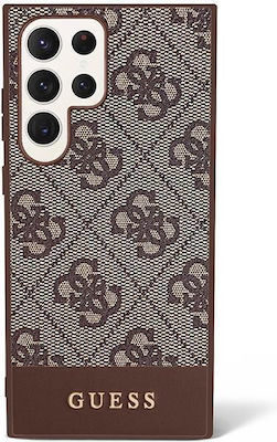 Guess 4G Stripe Collection Plastic / Fabric Back Cover Brown (Galaxy S23 Ultra)