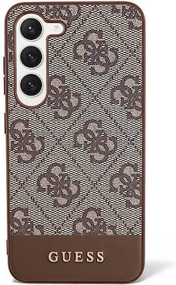 Guess 4G Stripe Plastic / Fabric Back Cover Brown (Galaxy S23)