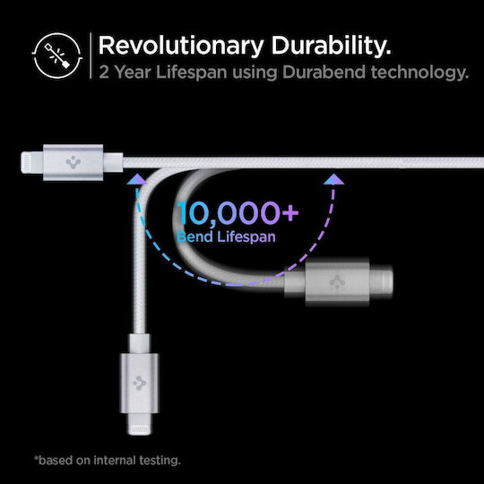 Spigen ArcWire Плетена USB-C към Lightning кабел Бял 2м (ACA04467)