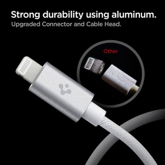 Spigen ArcWire Плетена USB-C към Lightning кабел Бял 2м (ACA04467)