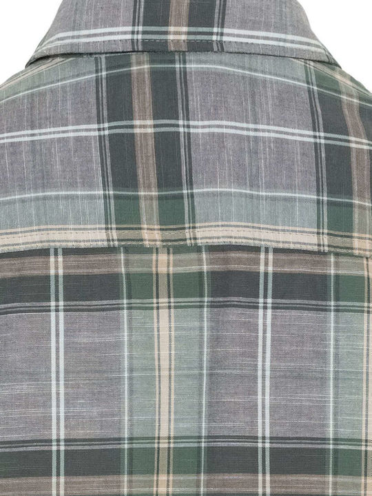 Short-sleeved Cotton Shirt Checked Brown