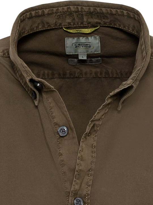Long-sleeved Cotton Shirt Khaki