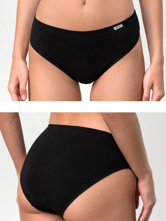 Βαμβακερά High Waist Women's Slip 2Pack Black