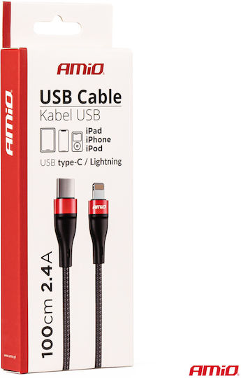 AMiO UC-17 Braided USB-C to Lightning Cable Μαύρο 1m (02929)