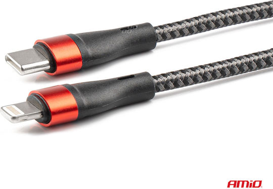 AMiO UC-17 Braided USB-C to Lightning Cable Μαύρο 1m (02929)