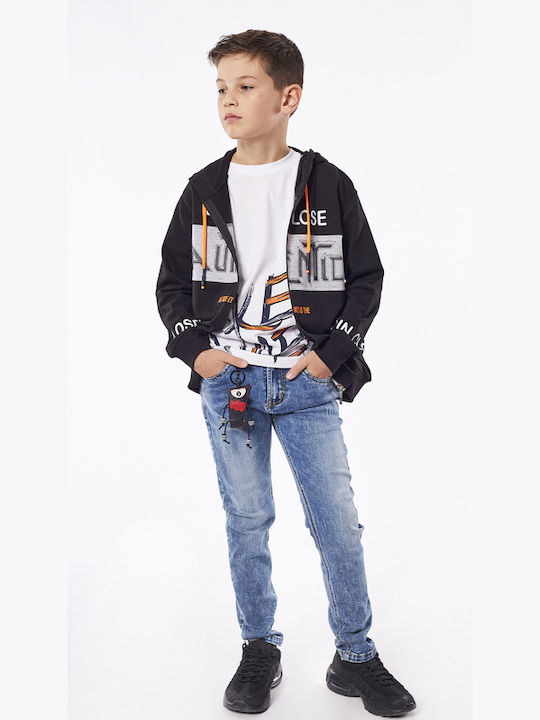 Hashtag Boys Hooded Sweatshirt with Zipper Black