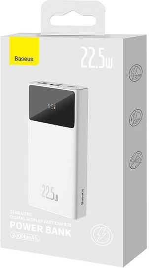Baseus Star-Lord Power Bank 30000mAh 22.5W με 2 Θύρες USB-A και Θύρα USB-C Power Delivery Λευκό