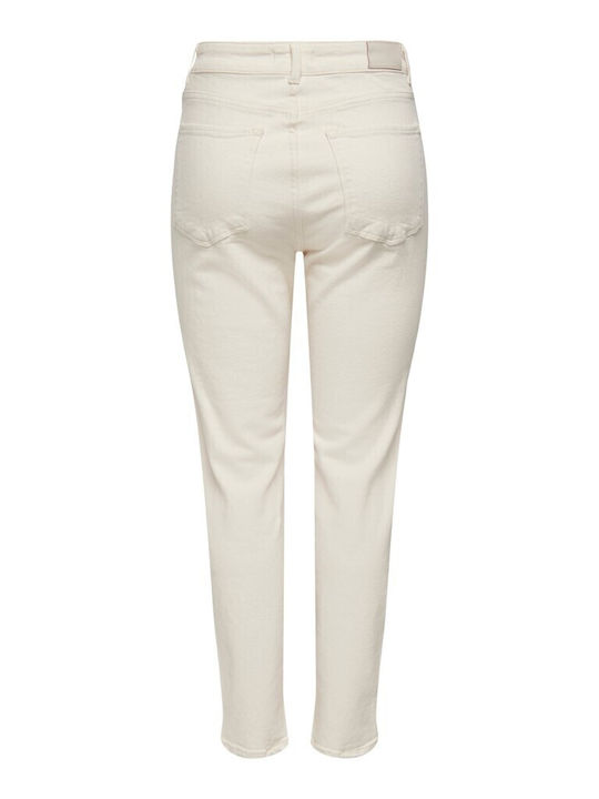 Only High Waist Women's Jean Trousers in Straight Line Beige