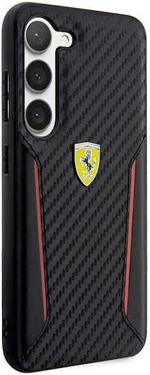Ferrari Carbon Contrast Edges Umschlag Rückseite Synthetisches Leder / Kunststoff Schwarz (Galaxy S23+)