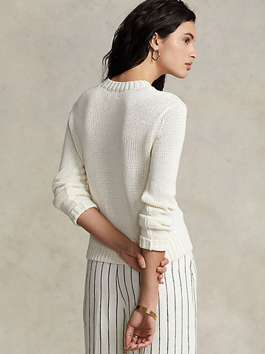Ralph Lauren Crewneck Women's Long Sleeve Sweater Cotton White