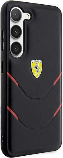 Ferrari Hot Stamp Lines Umschlag Rückseite Kunststoff / Silikon Schwarz (Galaxy S23)