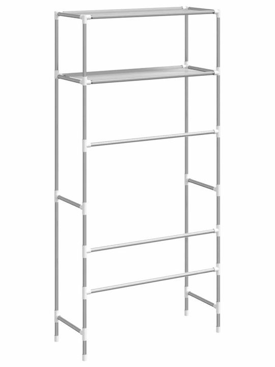 vidaXL Wall Mounted Bathroom Shelf Metallic with 2 Shelves 69x28x143cm Gray
