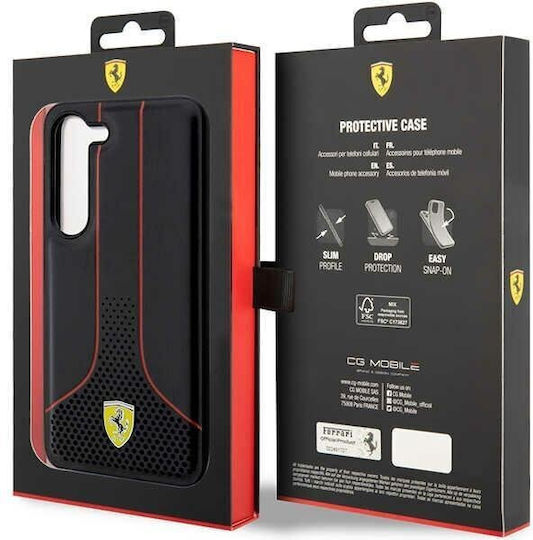 Ferrari Perforated Back Cover Plastic / Silicon Negru (Galaxy S23 Ultra)