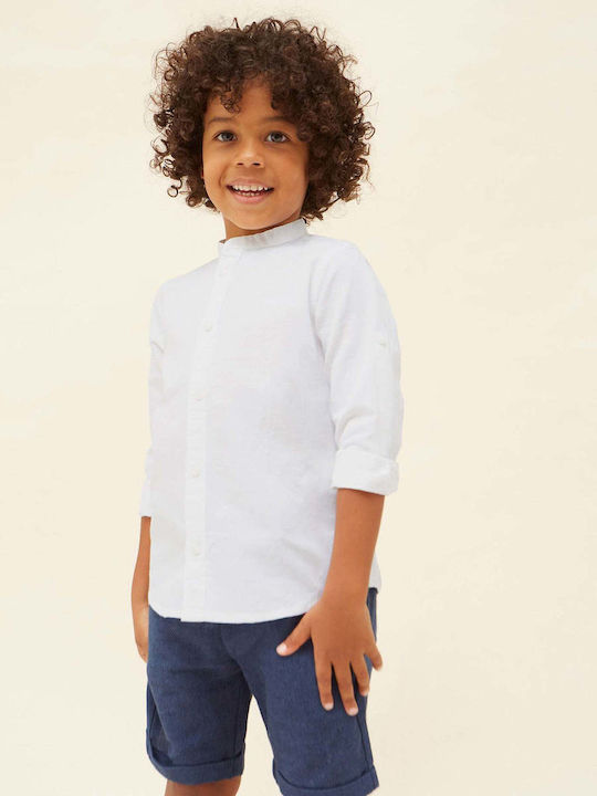 Kids Shirt Long Sleeve Linen White