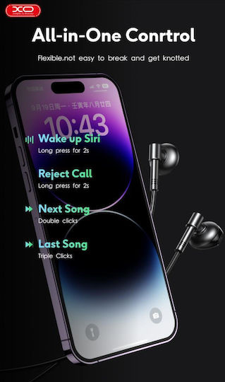 XO Ep61 Earbuds Handsfree με Βύσμα Lightning Ασημί
